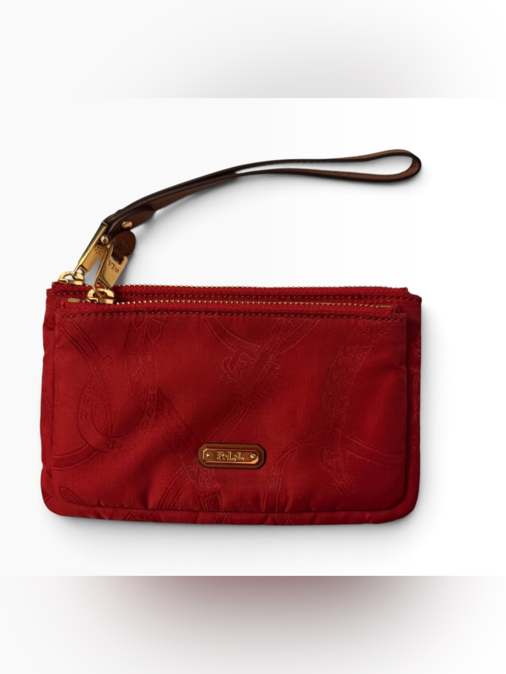 Lauren Ralph Lauren Red Wristlet Wallet with Gold Hardware